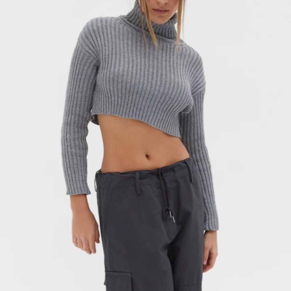 Style Addict ——Chunky Knit Crop Skivvy —— Grey